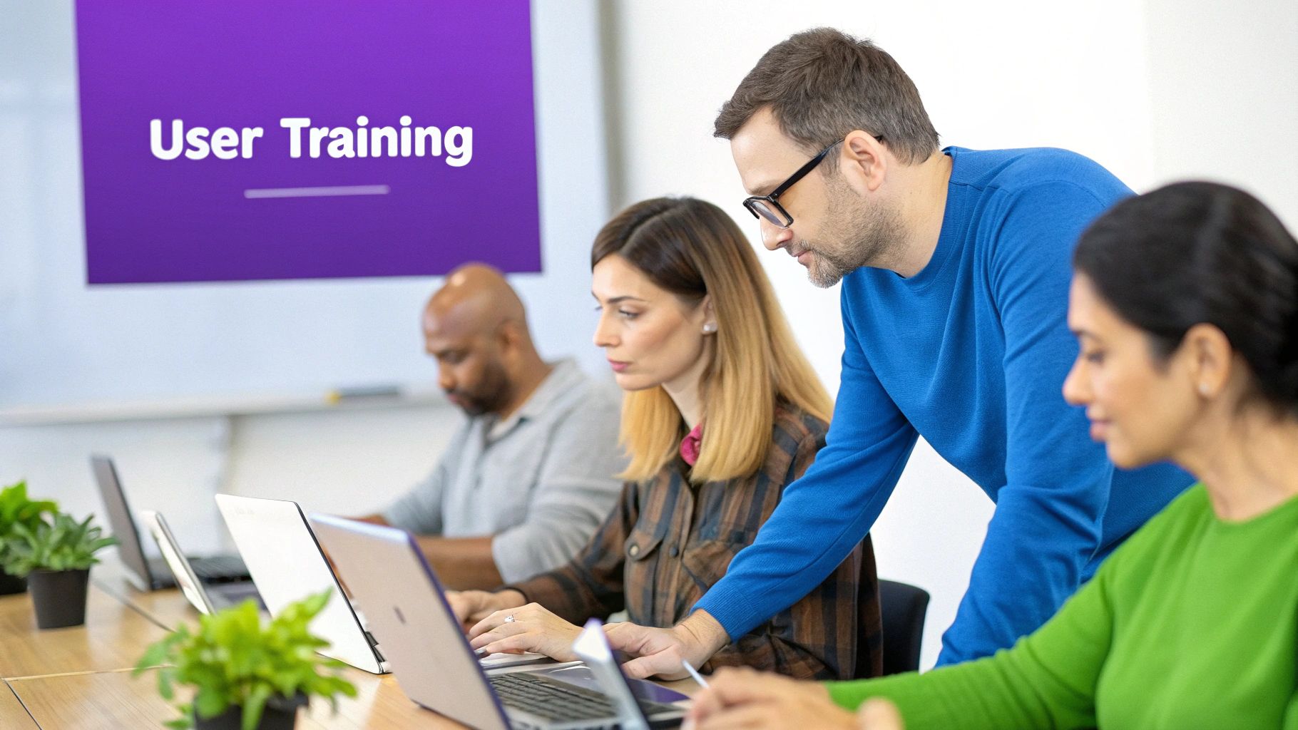 Image of a team collaborating, symbolizing the importance of teamwork in LMS implementation.